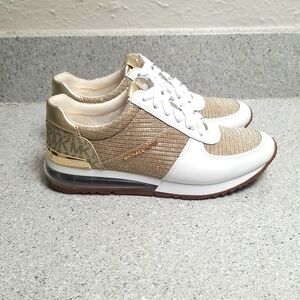 Michael Michael Kors Allie Extreme Glitter Chain Mesh and Leather Trainer